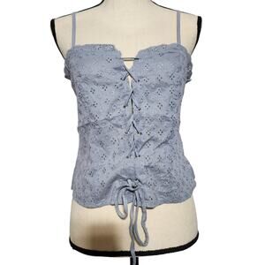 Pretty Little Thing women's Size 8 baby blue floral corset spaghetti strap top
